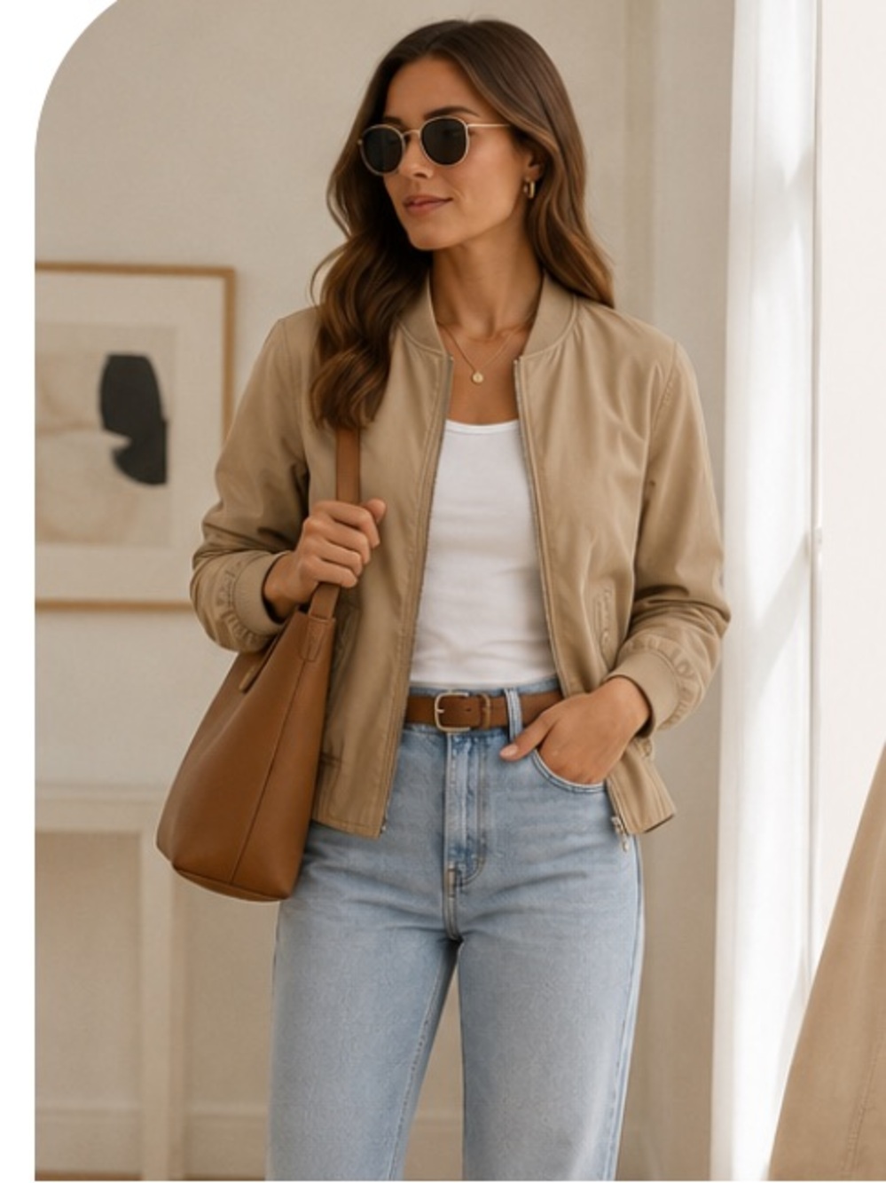 Banana Republic Women's Bomber Jacket in Tan